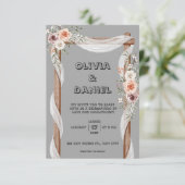 グレー、ブラウン、ラスティック、ピンクの招待状 招待状 (スタンド正面)