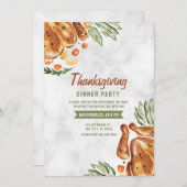 グレー ブラウン 七面鳥 感謝祭のパーティー 招待状 (正面/裏面)