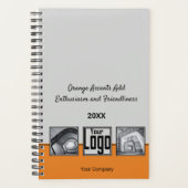 グレー、ブラック、オレンジのサービスコラージビジネス プランナー手帳 (正面)