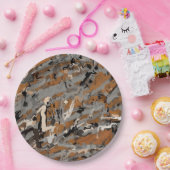 グレー、ブラック、キャラメル抽象芸術 ペーパープレート (パーティー)