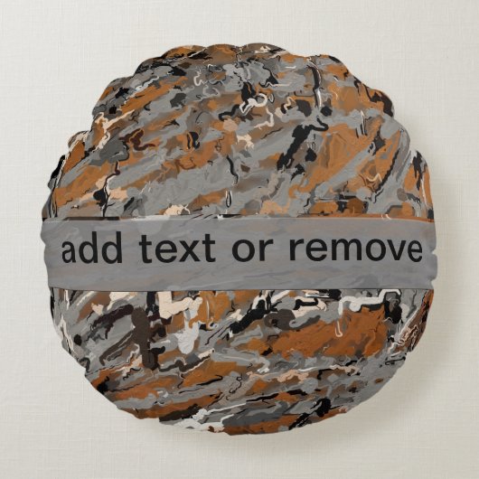 グレー、ブラック、キャラメル抽象芸術 ラウンドクッション (正面)