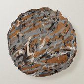 グレー、ブラック、キャラメル抽象芸術 ラウンドクッション (裏面)