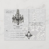 グレー、ブラック&シルバーシャンデリアRSVPポストカード インビテーションポストカード (裏面)