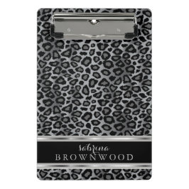 グレー、ブラック、シルバーヒョウの肌のパターン ミニクリップボード