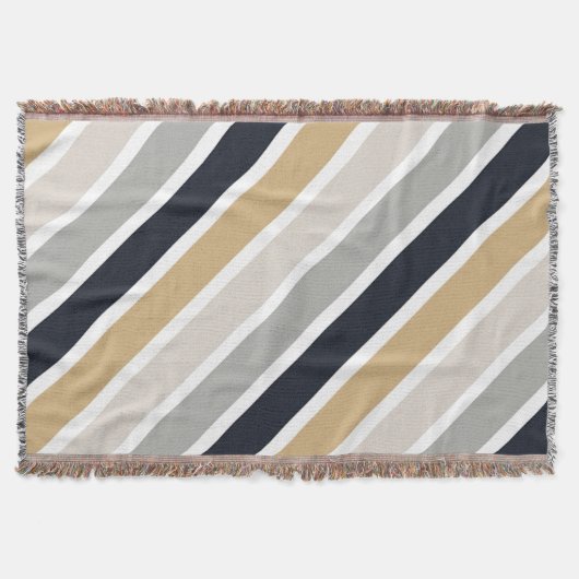 グレー、ブラック、タン スローブランケット (正面)