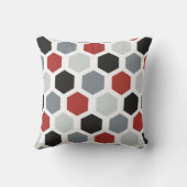 グレー、ブラック、レッド、ホワイト六角デザイン枕 クッション (裏面)