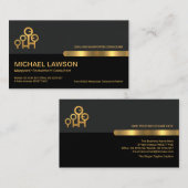 グレー・ブラック・レトロ列金ゴールド労務要員 名刺 (正面/裏面)