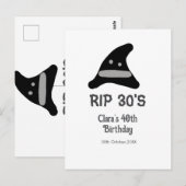 グレー ブラック RIP 30代 40歳の誕生日 魔女の帽子 ハロウィン ポストカード (正面/裏面)