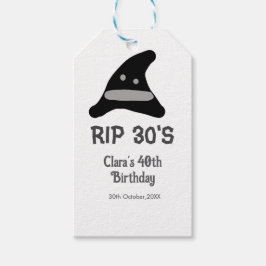 グレー ブラック RIP 30代 40歳の誕生日 魔法使いの帽子 ハロウィン ギフトタグ