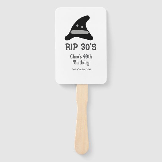 グレー ブラック RIP 30代 40歳の誕生日 魔法使いの帽子 ハロウィン ハンドファン (正面)
