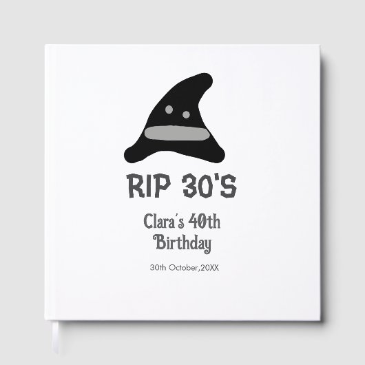 グレー ブラック RIP 30's 40歳の誕生日 魔法使いの帽子 ハロウィン ゲストブック (正面)