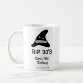 グレー ブラック RIP 30's 40歳の誕生日 魔法使いの帽子 ハロウィン コーヒーマグカップ