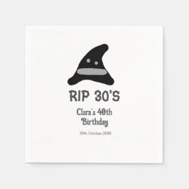 グレー ブラック RIP 30's 40歳の誕生日 魔法使いの帽子 ハロウィン スタンダードカクテルナプキン