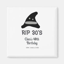 グレー ブラック RIP 30's 40歳の誕生日 魔法使いの帽子 ハロウィン マグネット