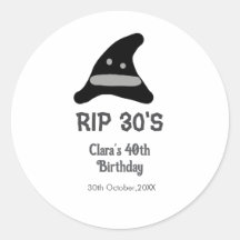 グレー ブラック RIP 30's 40歳の誕生日 魔法使いの帽子 ハロウィン