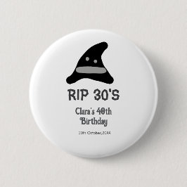 グレー ブラック RIP 30's 40歳の誕生日 魔法使いの帽子 ハロウィン 缶バッジ