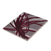 グレー&ブルゴーニュ抽象芸術リボン タイル (側面)