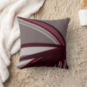 グレー&ブルゴーニュ芸術的抽象芸術リニアデザイン クッション (ブランケット)