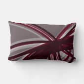 グレー&ブルゴーニュ芸術的抽象芸術リボンデザイン ランバークッション (裏面)