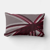 グレー&ブルゴーニュ芸術的抽象芸術リボンデザイン ランバークッション (正面)