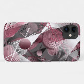 グレー、ブルゴーニュ、白い抽象芸術パターン。 Case-Mate iPhoneケース (裏面(横))