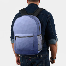 グレー＋ブルーグラデーション幾何学メッシュパターン プリントバックパック