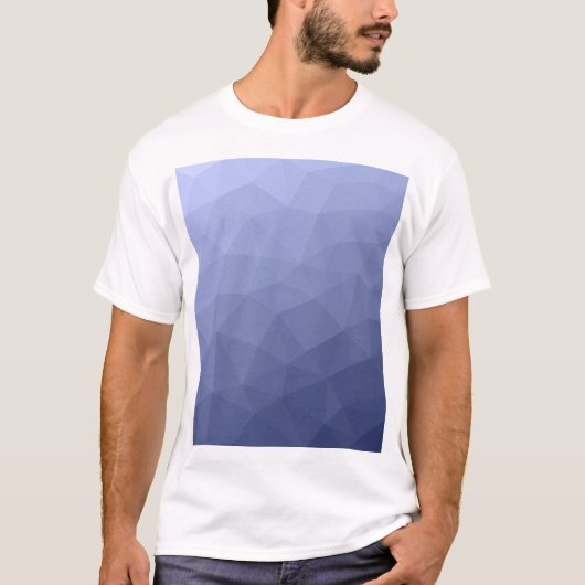 グレー+ブルーグラデーション幾何学メッシュ模様 Tシャツ (正面)