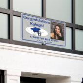 グレー&ブルー王室のビニール卒業写真 横断幕 (ビルの外側)