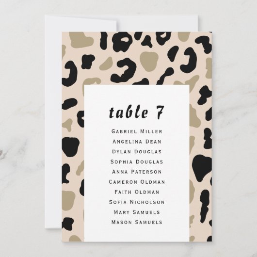 グレー ベージュの模様。モダンなゲストの着席表。 招待状 (正面)