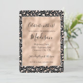 グレー ベージュ ピンク ローズ レオパード プリント 招待状 (スタンド正面)