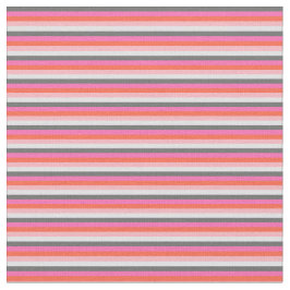 グレー、ホットピンク、レッド、ライトピンク、ラベンダーのストライプ ファブリック