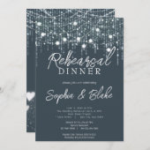 グレー&ホワイトつるズライトリハーサルディナー 招待状 (正面/裏面)