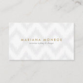 グレー/ホワイトのデザイナーイカットパターン 名刺 (正面)