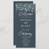 グレー&ホワイトぶら下がったズライト結婚式 プログラム (正面/裏面)