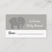 グレー&ホワイトエレファントおむつラッフルチケット エンクロージャーカード (裏面)