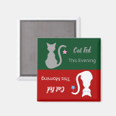 グレー/ホワイトキャット食べ物を与えリマーグ マグネット (正面/裏面)