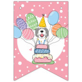 グレー&ホワイトシェパドールドッグバースデーパーティー バンティングフラッグ (第1の旗)