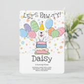 グレー&ホワイトシェパドールドッグバースデーパーティー 招待状 (スタンド正面)