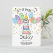 グレー&ホワイトシェパドールドッグバースデーパーティー 招待状 (スタンド正面)