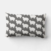 グレー&ホワイトシープ装飾用クッション ランバークッション (裏面)