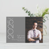 グレー&ホワイトスクールカラー卒業発表 招待状 (スタンド正面)