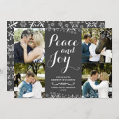 グレー&ホワイトスノーフレークホリデーフォトカード シーズンカード (正面/裏面)