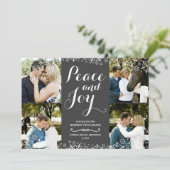 グレー&ホワイトスノーフレークホリデーフォトカード シーズンカード (スタンド正面)