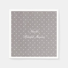 グレー&ホワイトスモール水玉模様シモダンック スタンダードカクテルナプキン