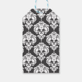 グレー&ホワイトダマスクヴィンテージウェディングイベントのお願い ギフトタグ (裏面)