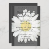 グレー&ホワイトデイジー結婚式招待状発表 招待状 (正面/裏面)