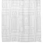 グレー&ホワイトデコスタイルプリント シャワーカーテン (正面)