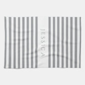 グレー&ホワイトファームハウスパタストライプのーン キッチンタオル (横)