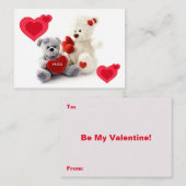 グレー&ホワイトベア&ハートバレンティインキッズカード ノートカード (正面/裏面)
