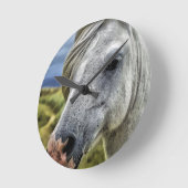 グレー/ホワイトホースの壁時計 ラウンド壁時計 (傾斜)